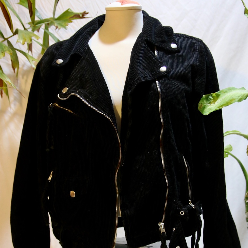 Black Corduroy 'Moto' jacket